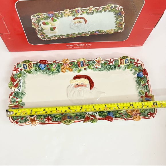 Holiday Home Accents Santa “Tid Bit” Tray Hand Painted Earthenware - Picture 4 of 7